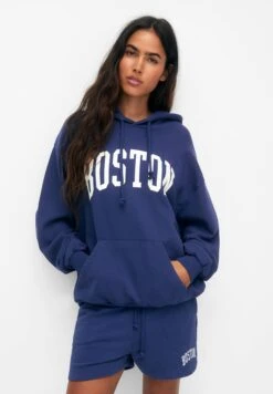 PULL & BEAR Boston University-StyleFelpa Con CappuccioDark Blue Donna Felpe PUC21J10H-K11