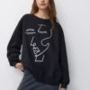 PULL & BEAR With Face Graphic FelpaBlack Donna Felpe PUC21J11P-Q11