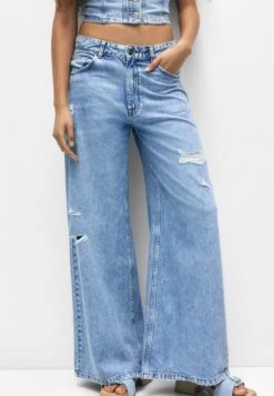 PULL & BEAR Mid-Waist Wide-Leg Jeans A ZampaBlue Donna Jeans PUC21N0LE-K11
