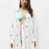 PULL & BEAR With Floral Embroidery Accessorio Da SpiaggiaWhite Donna Moda Mare PUC81H00F-A11