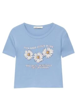 PULL & BEAR Short Sleeve GraphicT-Shirt Con StampaStone Blue Denim Donna T-shirt E Top PUC21D2FX-K11 -PULL - BEAR Negozio a8beca8e4f5c477f8ab5e22b47790e06