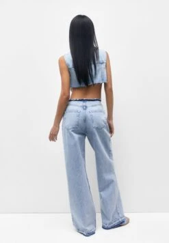 PULL & BEAR Wide Leg With Pleated Cuffs - Jeans A Zampa - Blue Denim -PULL - BEAR Negozio ab898002752b4ddc9e07e69005dc0e4b
