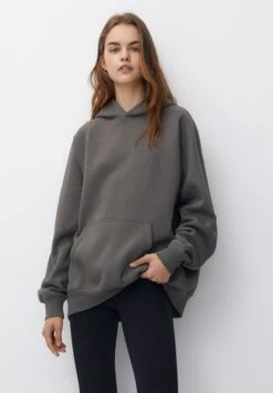 PULL & BEAR Basic OversizeFelpa Con CappuccioKhaki Donna Felpe PUC21J11W-N11