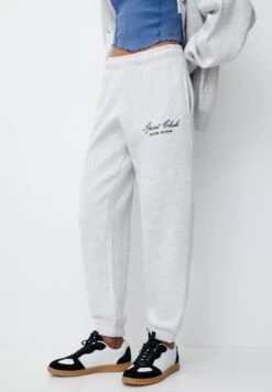 PULL & BEAR EmbroideredPantaloni SportiviGrey Donna Pantaloni PUC21A0V3-C11