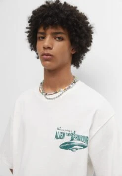 PULL & BEAR Short SleeveT-Shirt Con StampaWhite Uomo T-shirt E Polo PUC22O1PV-A11 -PULL - BEAR Negozio b089257d6a4b4e828b1c2fb6f752d582