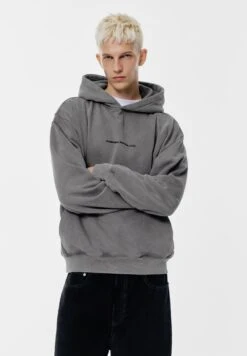 PULL & BEAR NEW YORK GRAPHIC - Felpa Con Cappuccio - Grey