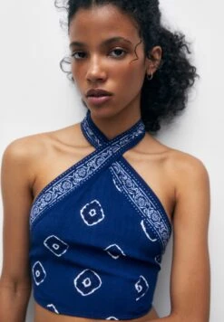 PULL & BEAR Printed Halter - Camicetta - Blue -PULL - BEAR Negozio b0ffc289bdca47438ecb4eabcce978ec