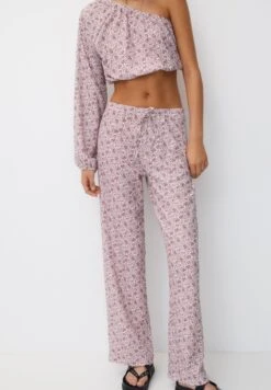 PULL & BEAR Loose-Fitting With PrintPantaloniWhite Donna Pantaloni PUC21A0UQ-A11
