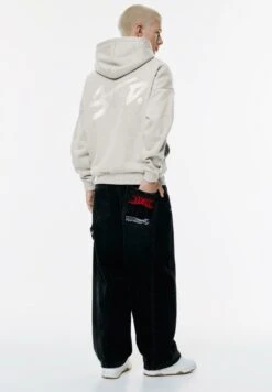 PULL & BEAR STWD EMBROIDERED LOGO - Felpa Con Cappuccio - Grey