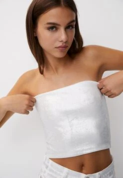 PULL & BEAR Pearly Finish BandeauTopWhite Donna Camicie E Bluse PUC21D2IB-A11 -PULL - BEAR Negozio bd4ca4188892485a9715c630a86a994c