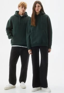 PULL & BEAR Basic ColouredFelpa Con CappuccioDark Green Uomo Maglieria E Felpe PUC21009J-M11