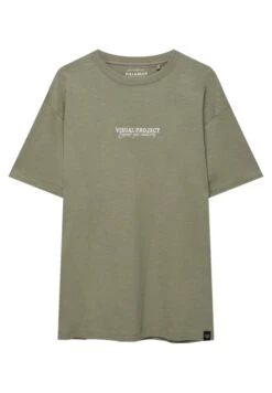 PULL & BEAR With Short Sleeves And Slogan PrintT-Shirt Con StampaKhaki Uomo T-shirt E Polo PUC22O1OO-N11 -PULL - BEAR Negozio cc9a0150351041baaa296fefdcc1acae
