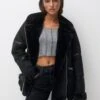 PULL & BEAR Double Faced Giacca In SimilpelleMottled Black Donna Giacche E Blazer PUC21U0E0-Q11
