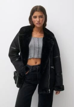 PULL & BEAR Double Faced Giacca In SimilpelleMottled Black Donna Giacche E Blazer PUC21U0E0-Q11