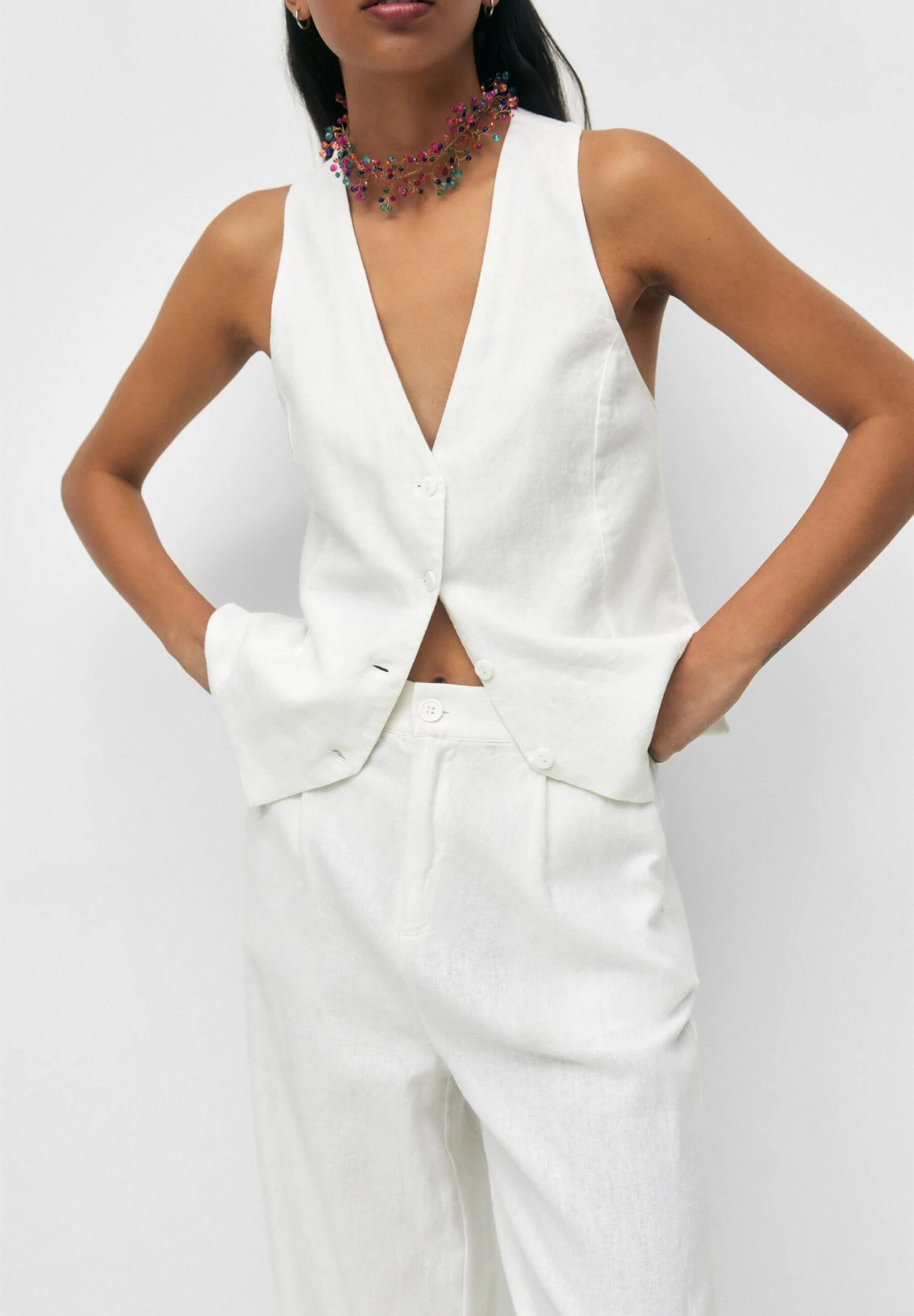 PULL & BEAR Rustic Straight Fit PantaloniWhite Donna Pantaloni PUC21A0T6-A11 6 PULL & BEAR Rustic Straight Fit PantaloniWhite Donna Pantaloni PUC21A0T6-A11 - immagine 4