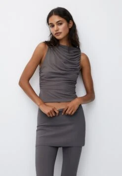 PULL & BEAR Sleeveless Gathered Details CamicettaDark Grey Donna Camicie E Bluse PUC21E12C-C11