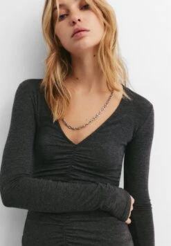 PULL & BEAR ASYMMETRIC GATHERED - MIDI - Vestito Di Maglina - Dark Grey -PULL - BEAR Negozio d5ac8759ea654661abd5d9d13d8d34c0