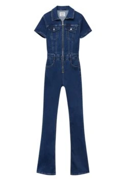 PULL & BEAR With Short SleevesTuta JumpsuitDark Blue Denim Donna Tute Jumpsuit PUC21T0A1-K11 -PULL - BEAR Negozio de98509829954f47b193d44be9b35346