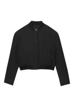 PULL & BEAR Cropped With Padded Shoulders - Giubbotto Bomber - Black -PULL - BEAR Negozio e3323de1e6454e69a8580558de4fda03