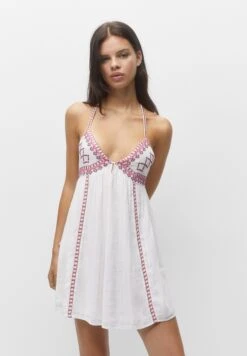 PULL & BEAR Short With Embroidery DetailVestito EstivoWhite Donna Vestiti PUC21C15C-A11