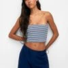 PULL & BEAR Striped Bandeau Neckline TopDark Blue Donna T-shirt E Top PUC21D2FV-K11