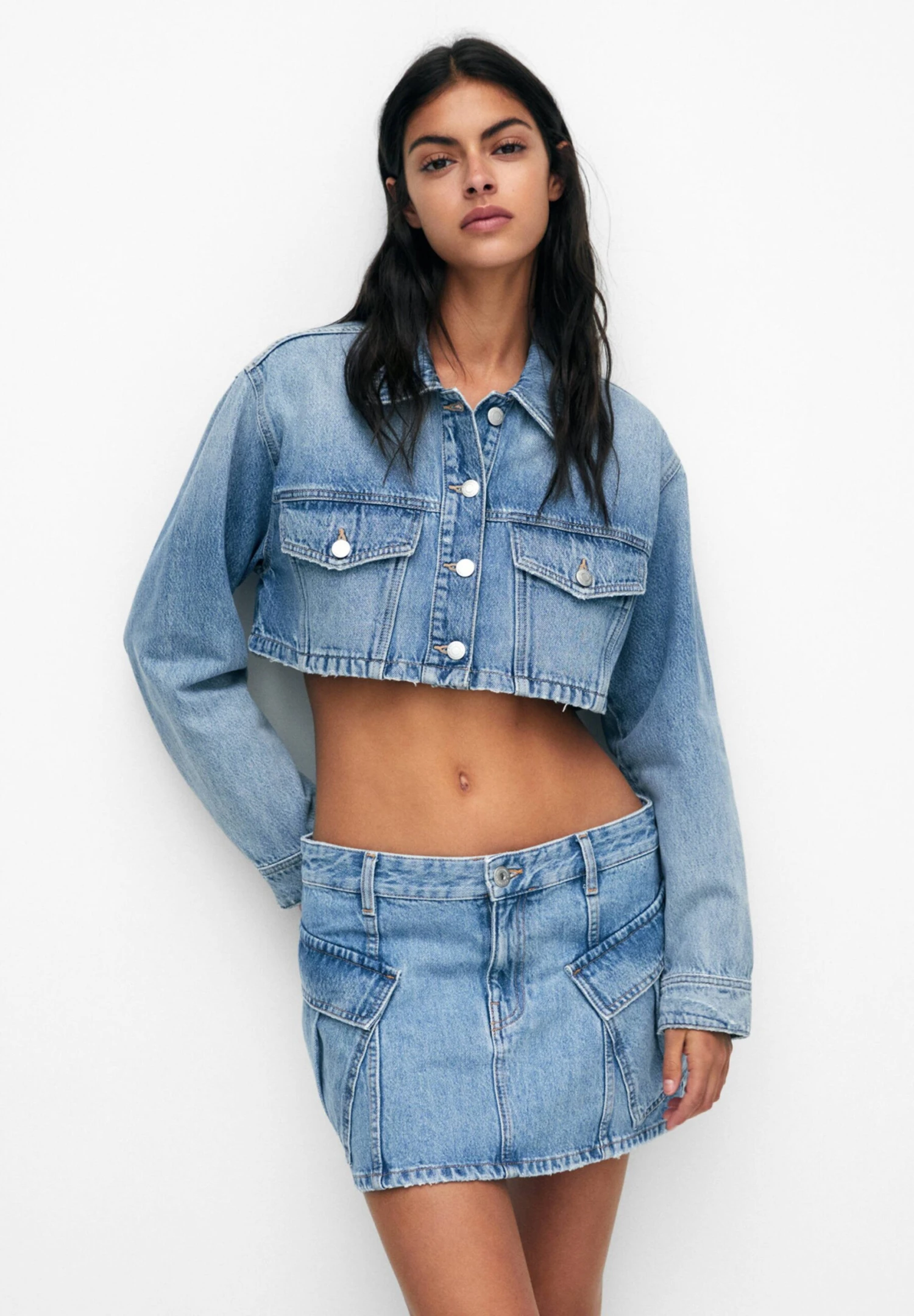 PULL & BEAR With PocketsGonna A CampanaStone Blue Denim Donna Gonne PUC21B0JV-K11 3 PULL & BEAR With PocketsGonna A CampanaStone Blue Denim Donna Gonne PUC21B0JV-K11