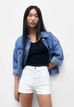 PULL & BEAR High-Waist- Shorts Di Jeans - White