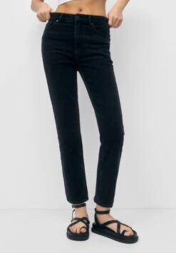PULL & BEAR High Waist MomJeans Slim FitMottled Black Donna Jeans PUC21N0KG-Q11