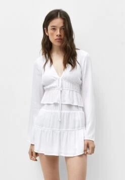 PULL & BEAR With Shirring And Ruffles - Gonna A Campana - White