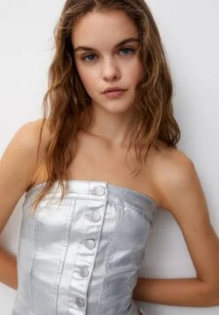 PULL & BEAR CorsetTopSilver Coloured Donna T-shirt E Top PUC21D2IQ-D11 -PULL - BEAR Negozio f53fbdf8deee4dc7ade103e7f56fffa0