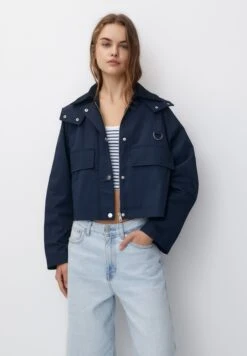 PULL & BEAR Collar Waxed CroppedGiacca LeggeraDark Blue Donna Giacche E Blazer PUC21U0GO-K11