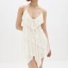 PULL & BEAR ASYMMETRIC WITH RUFFLE - Vestito Casual - Beige