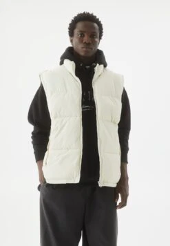 PULL & BEAR Basic - Puffer Gilet - Smanicato - White