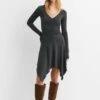 PULL & BEAR ASYMMETRIC GATHERED - MIDI - Vestito Di Maglina - Dark Grey