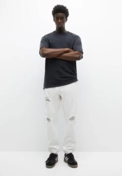 PULL & BEAR Ripped - Jeans Baggy - White -PULL - BEAR Negozio ff265094e4f94bb0a0d6524d921cddad